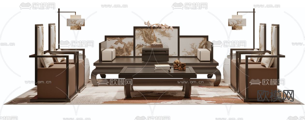 中式沙发组合3d模型