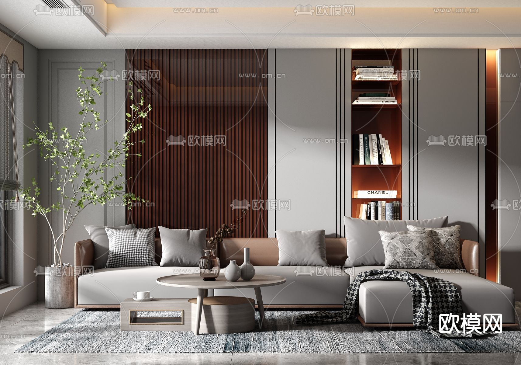 现代布艺转角沙发3d模型下载