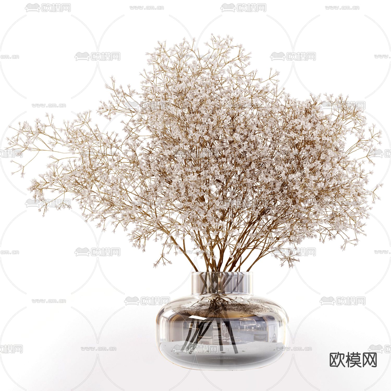 现代干花花瓶花艺3d模型下载
