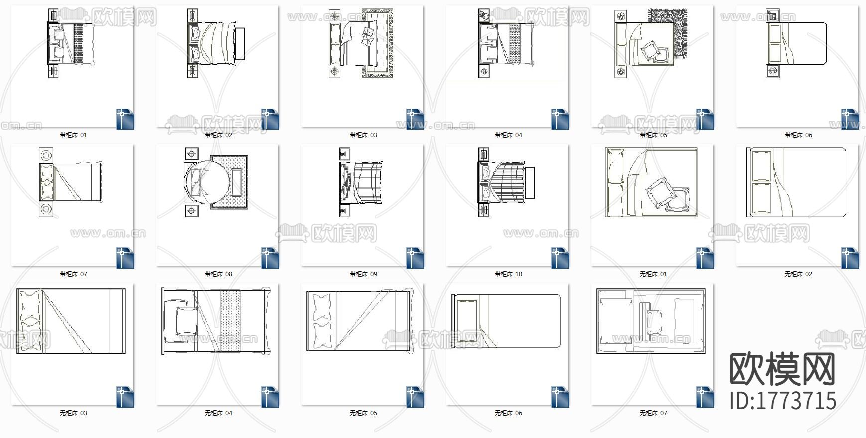 卧室床椅子cad图库下载（渲染图1）