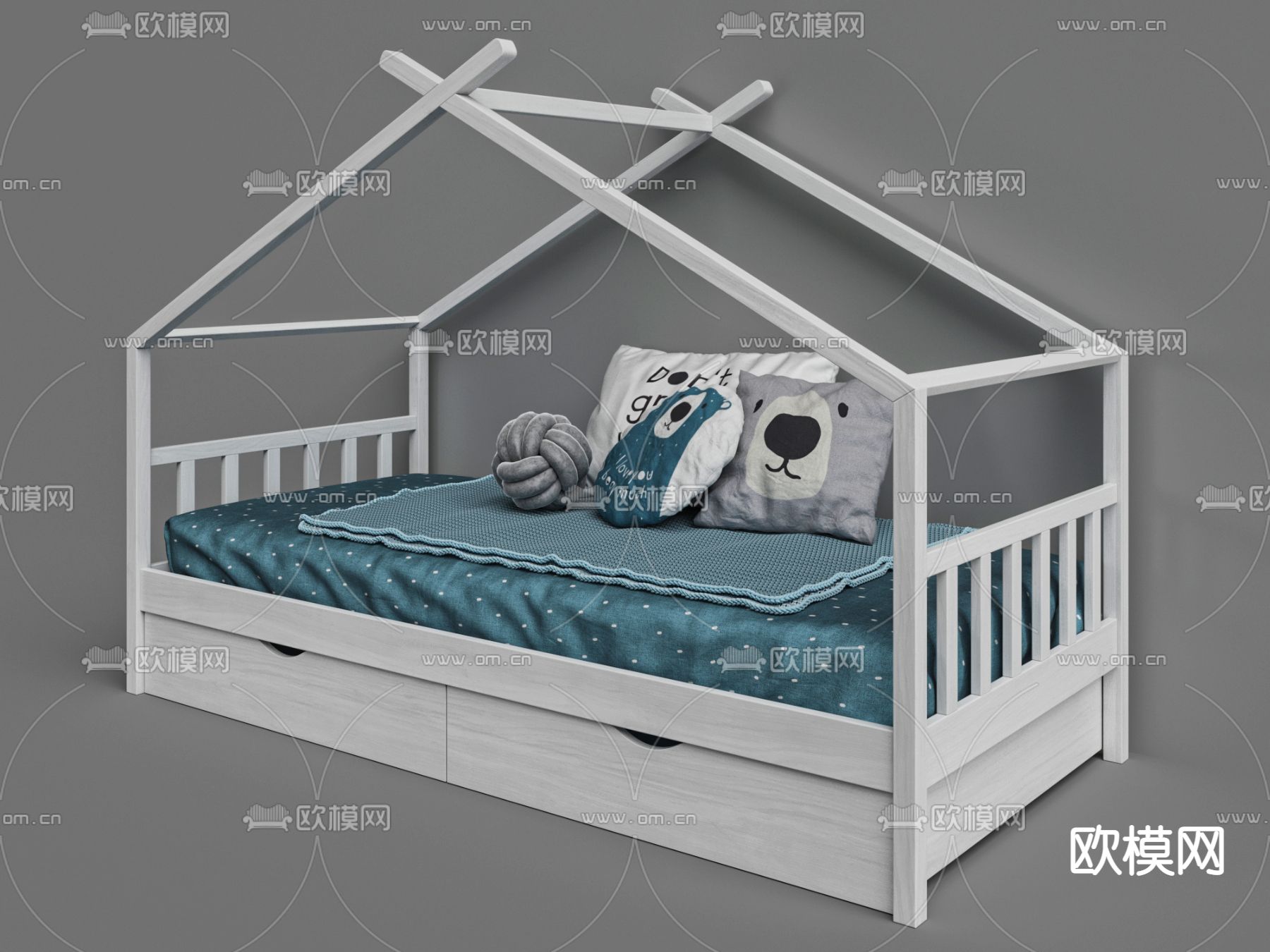 现代儿童床3d模型下载