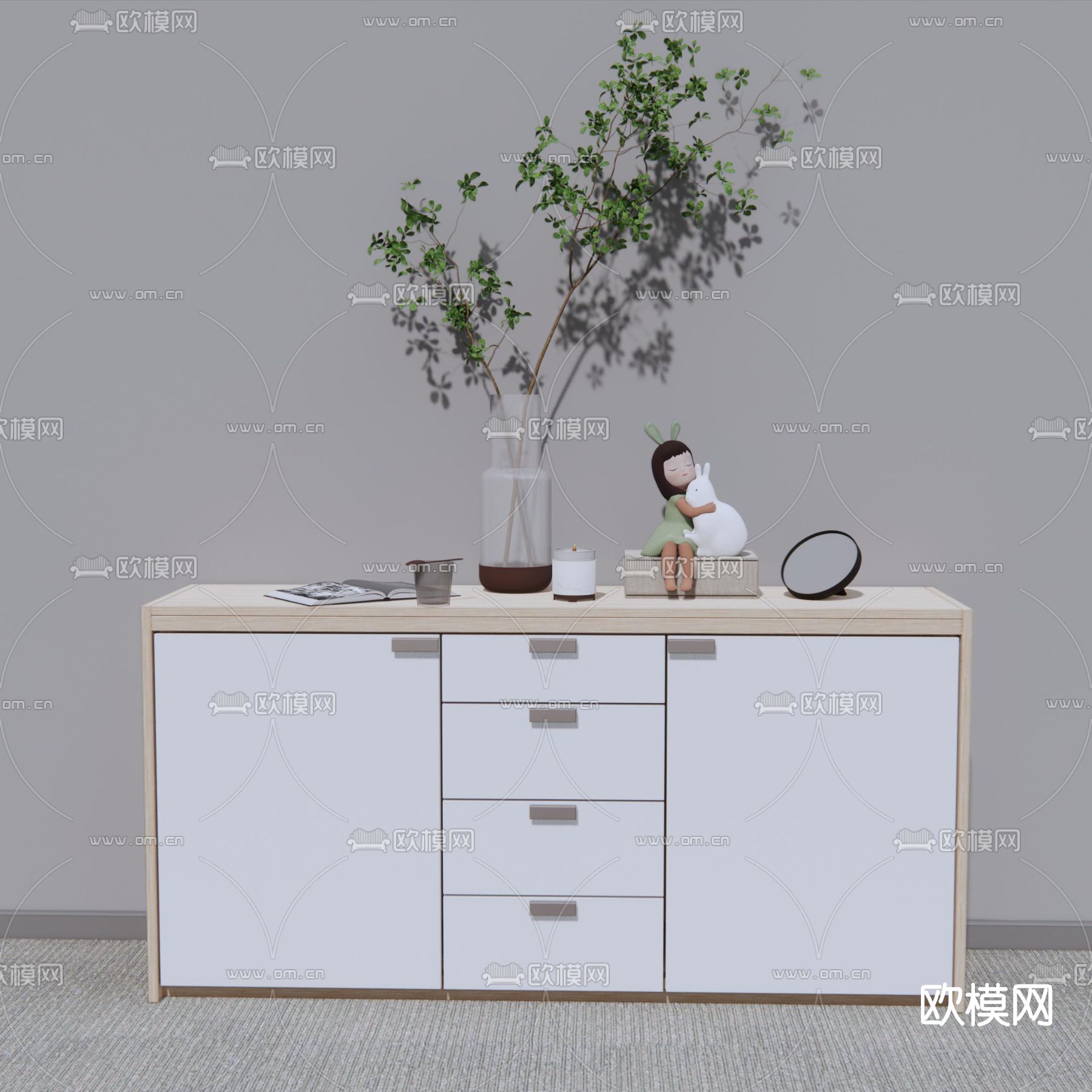 北欧储物柜su模型下载（渲染图1）