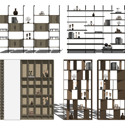 现代书架su模型