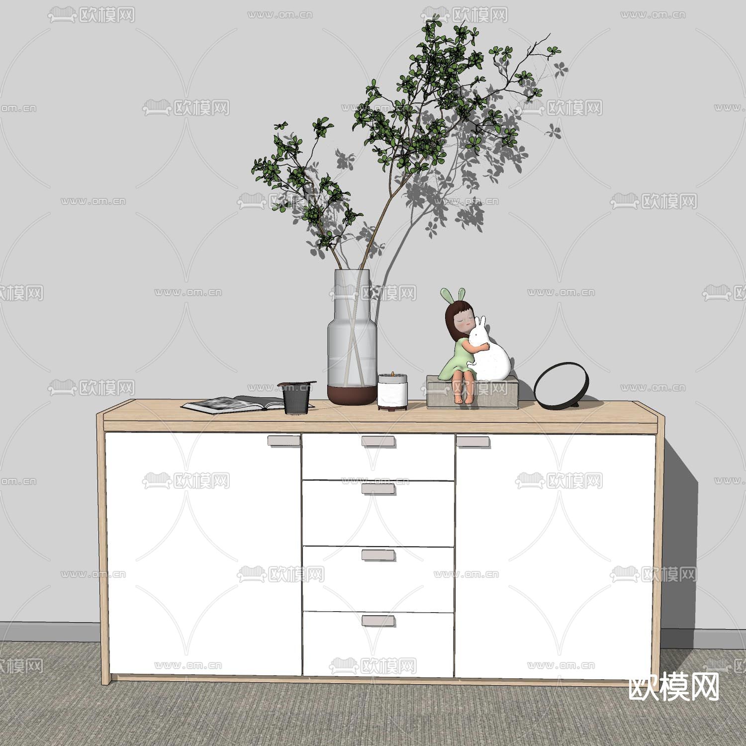 北欧储物柜su模型下载（渲染图2）