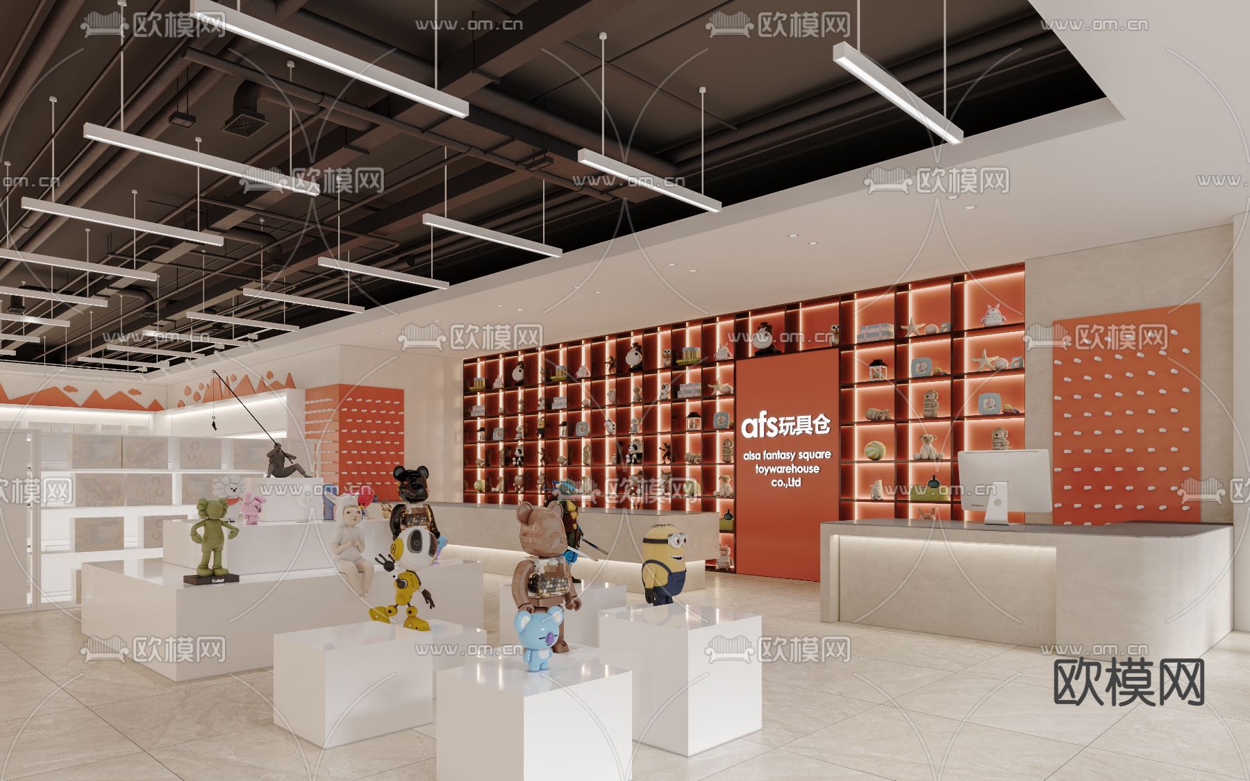 现代潮玩玩具店3d模型
