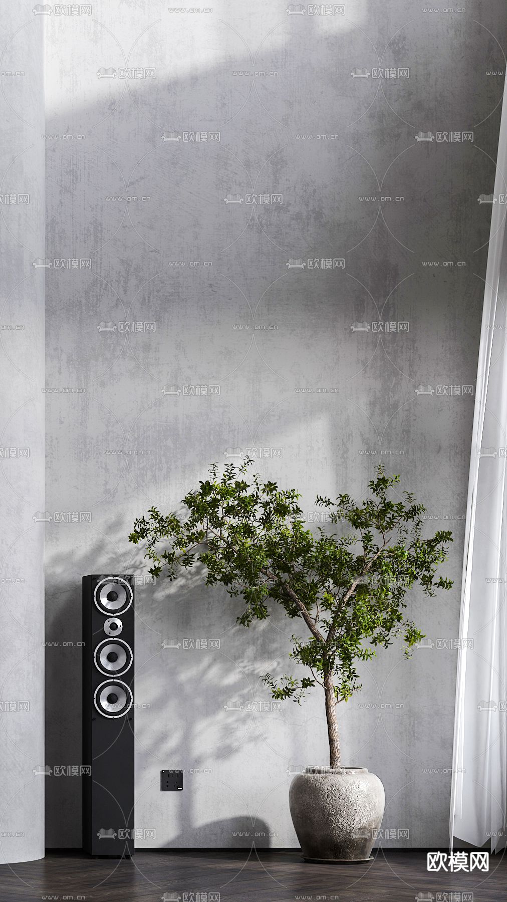 现代高级灰别墅客厅3d模型下载（渲染图6）