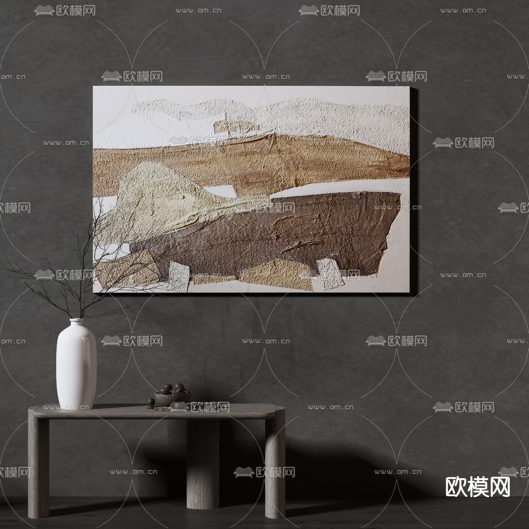侘寂抽象装饰挂画3d模型
