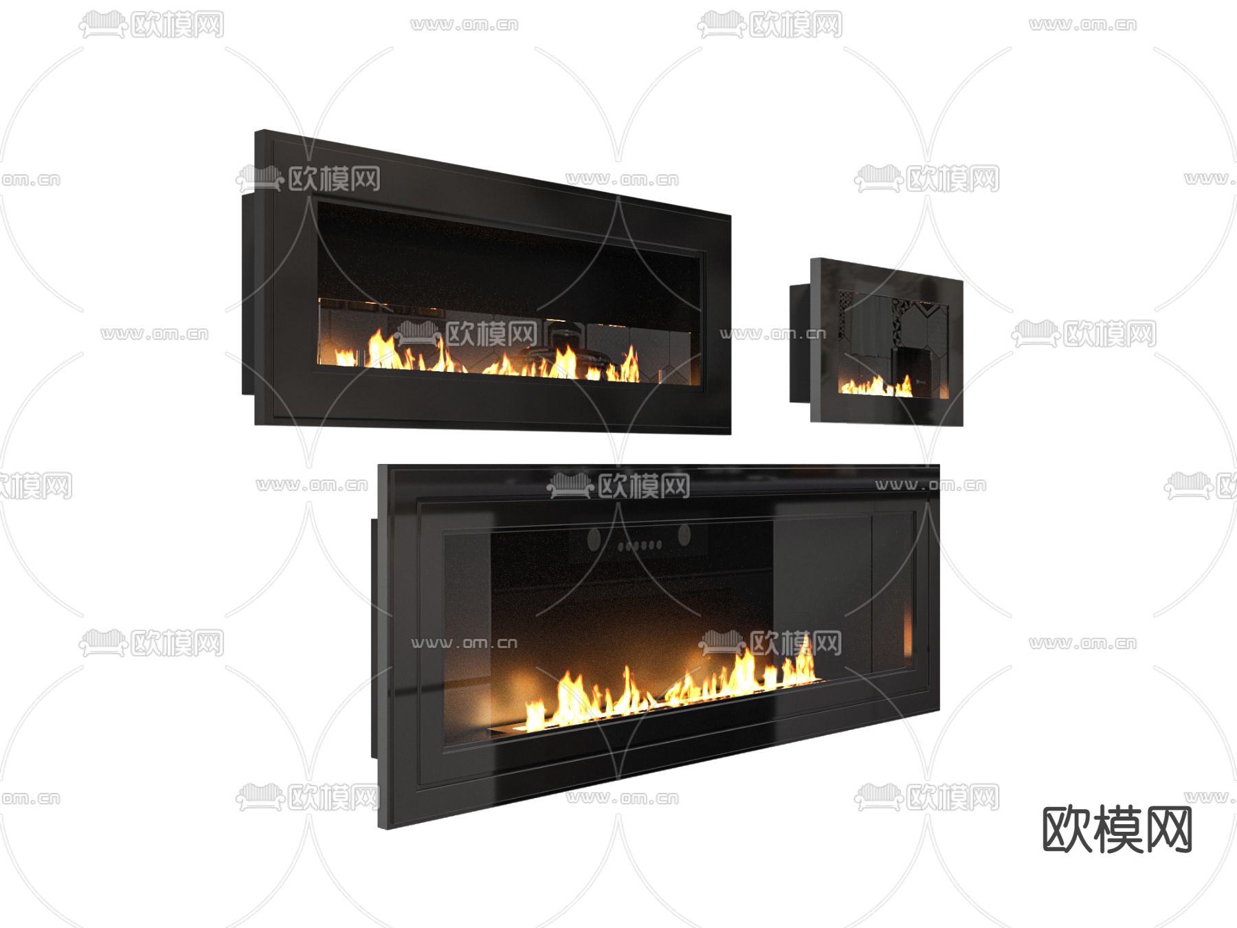 现代壁炉3d模型下载