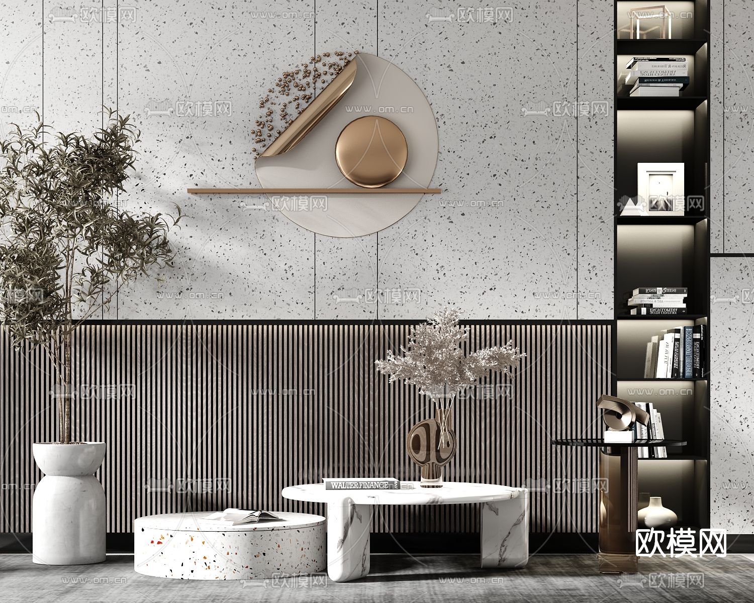 现代轻奢茶几su模型下载（渲染图1）