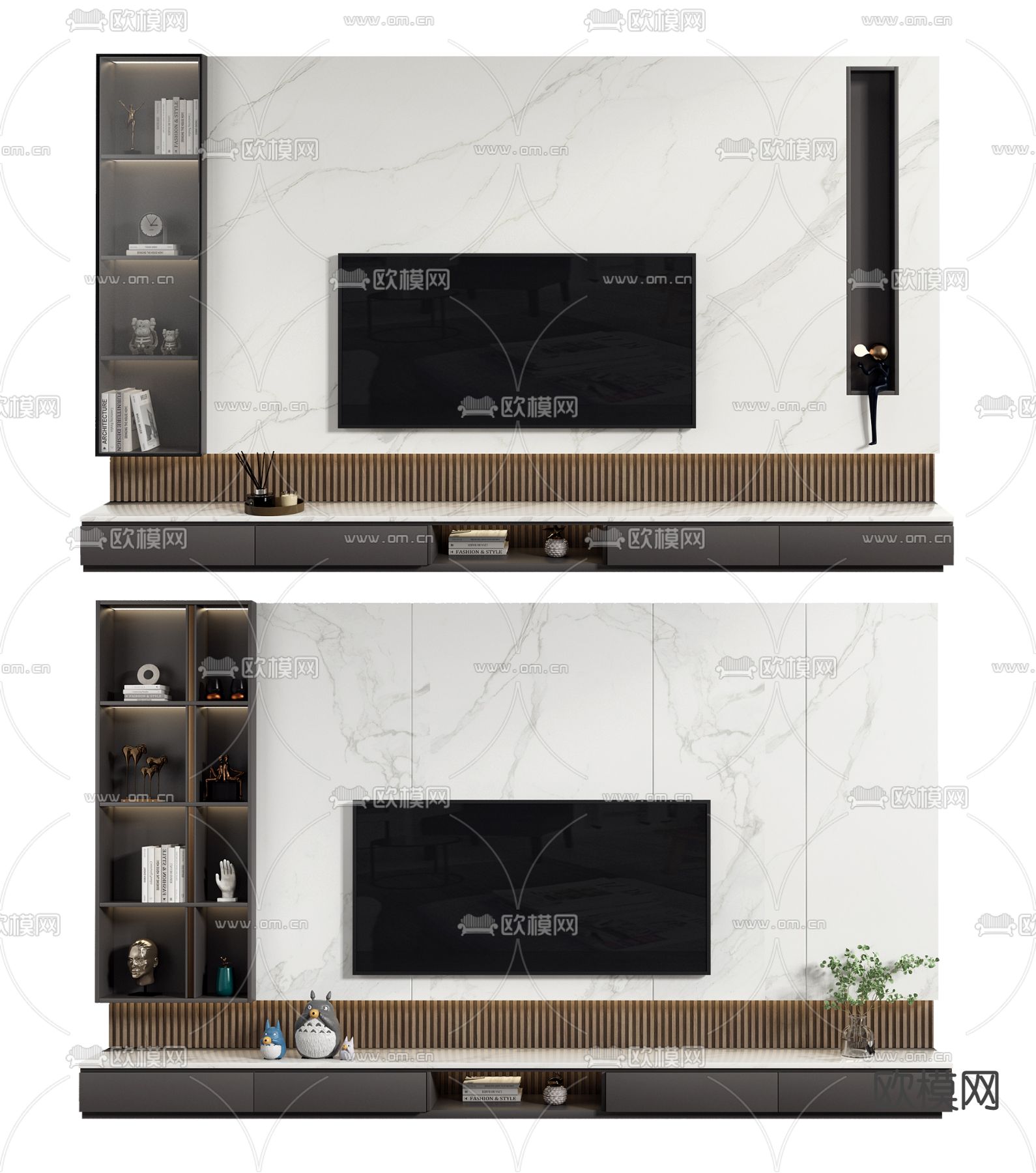 现代电视背景墙3d模型