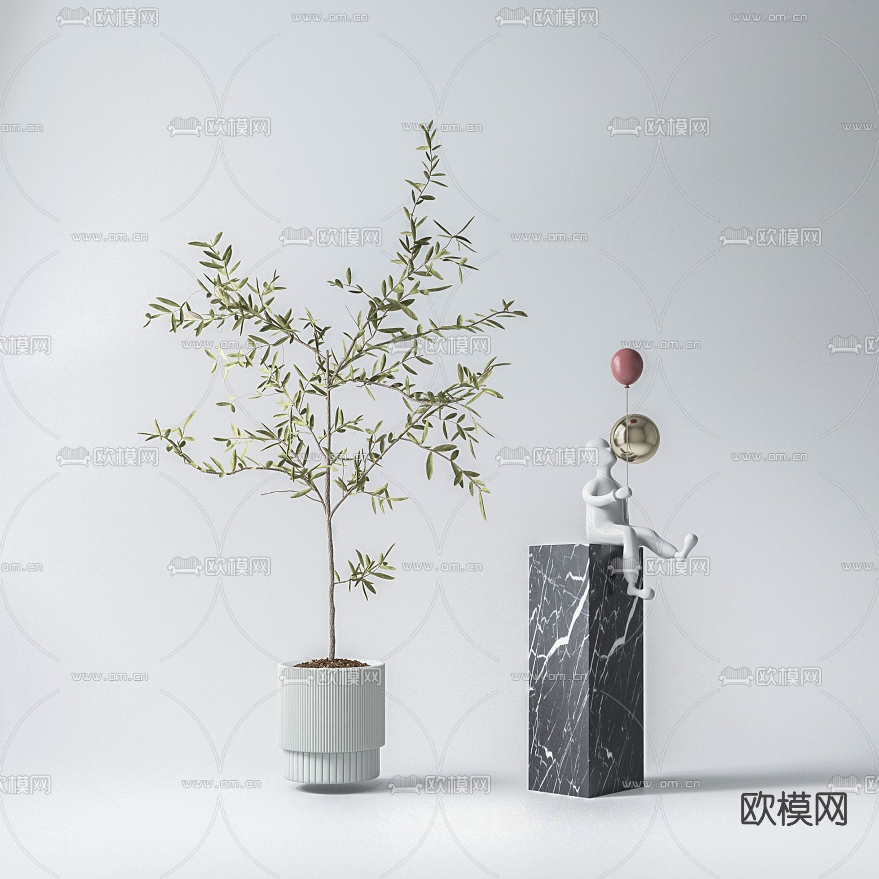 现代植物盆栽3d模型
