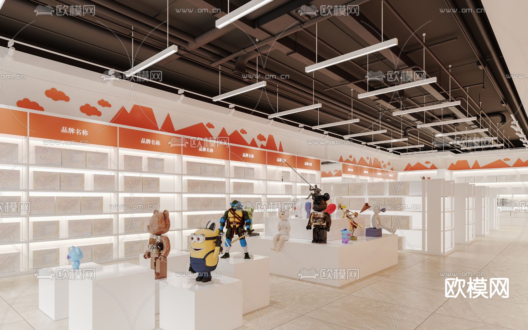 现代潮玩玩具店3d模型