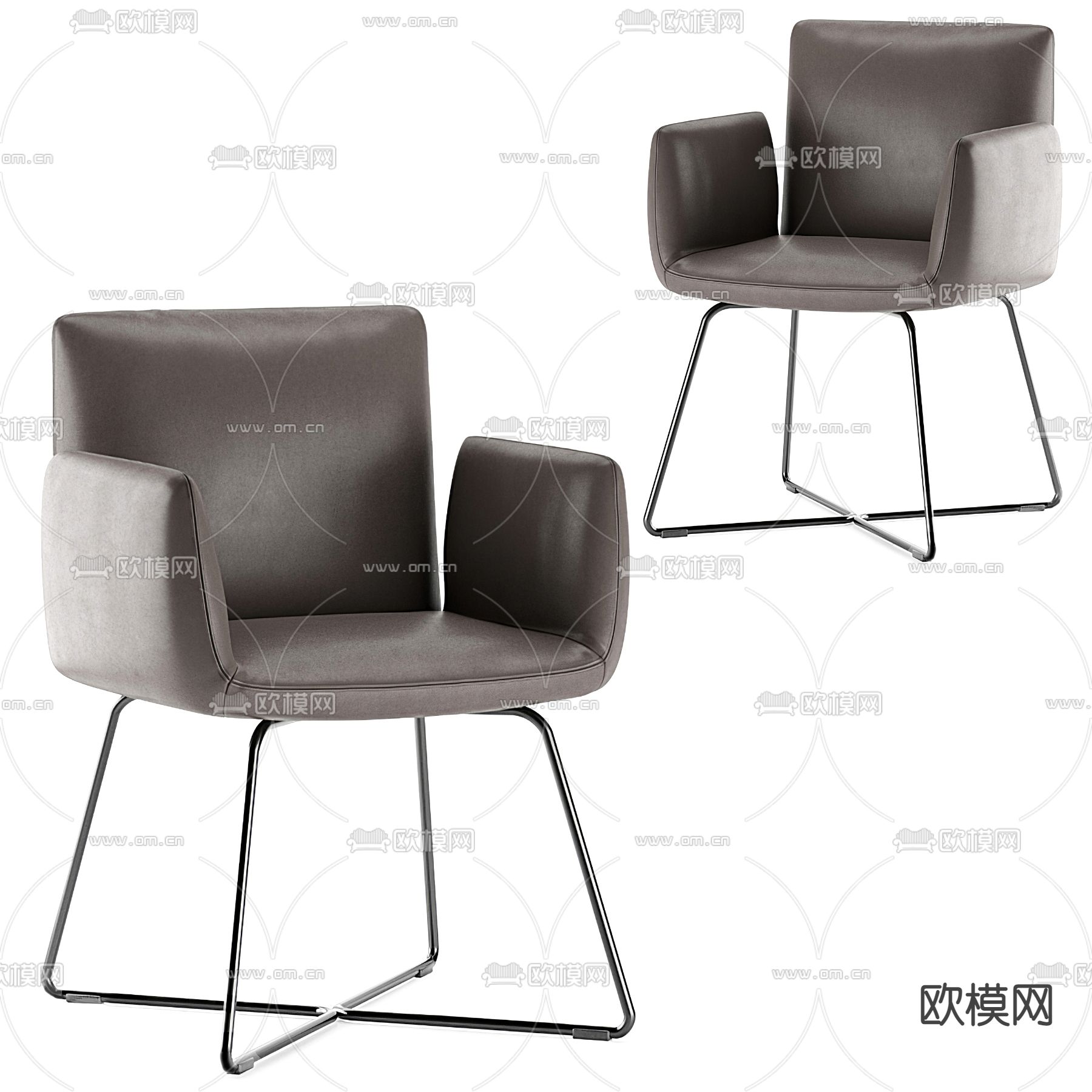 现代皮革休闲椅3d模型