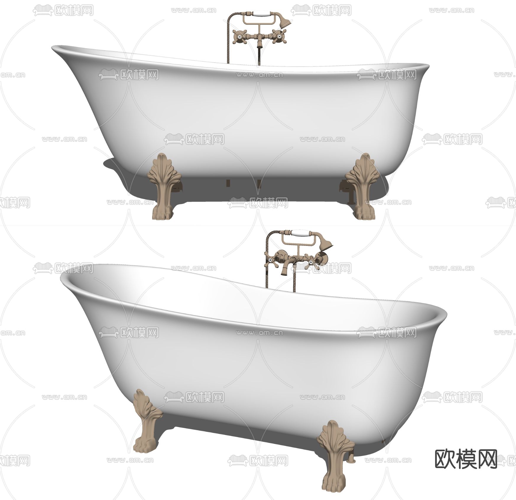 欧式浴缸su模型下载（渲染图2）