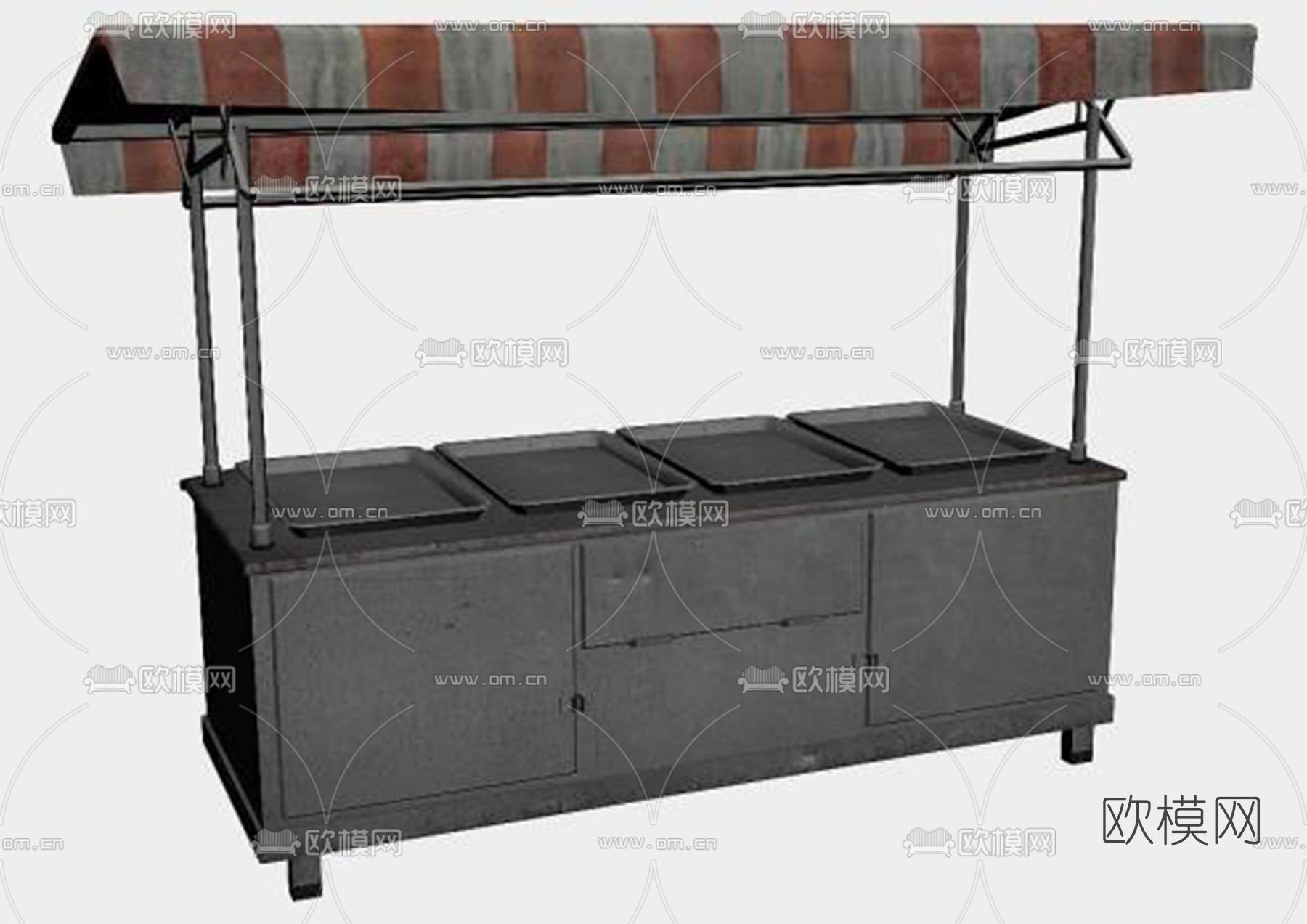 现代小摊推车免费3d模型