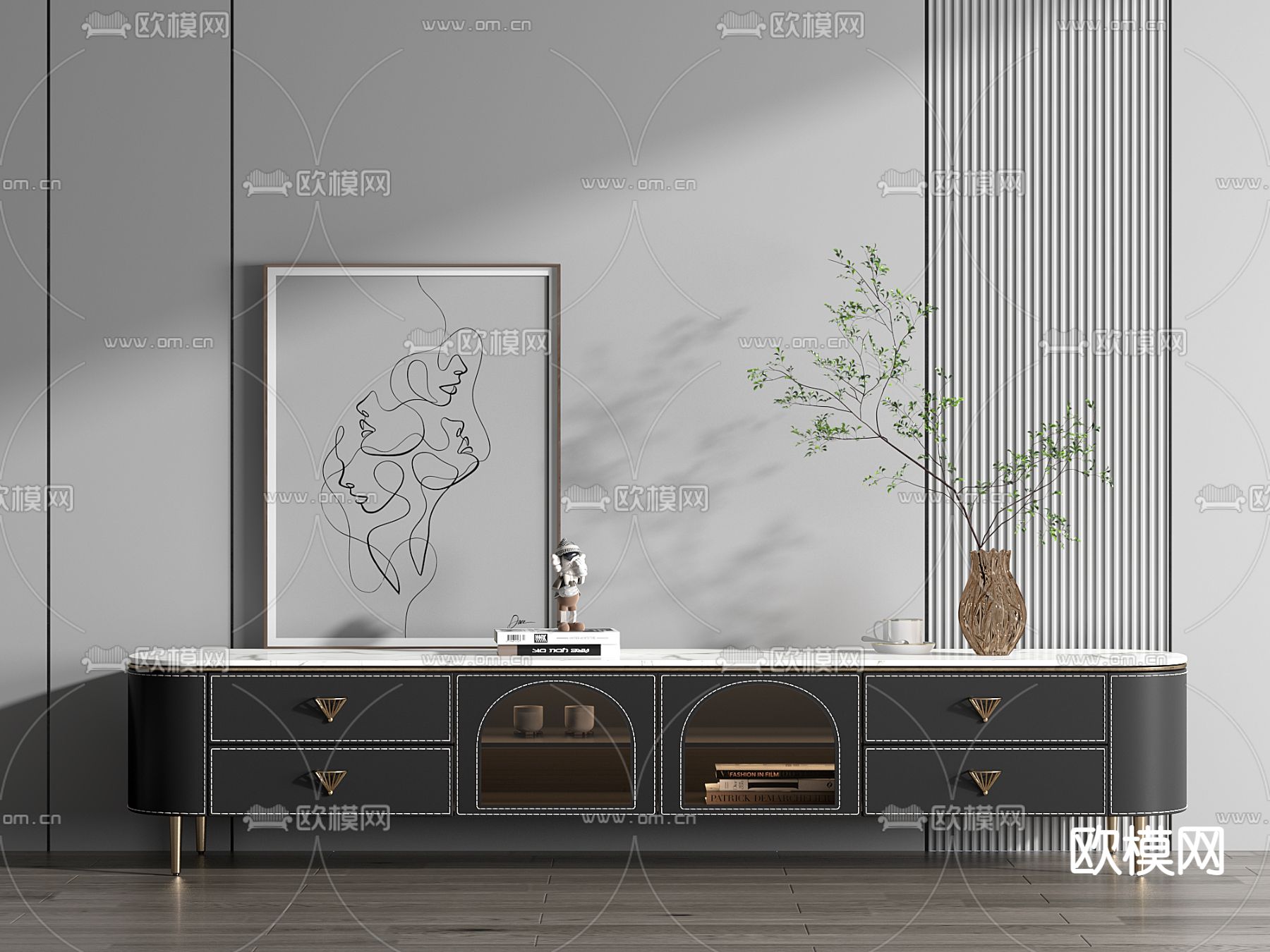 现代皮革电视柜3d模型