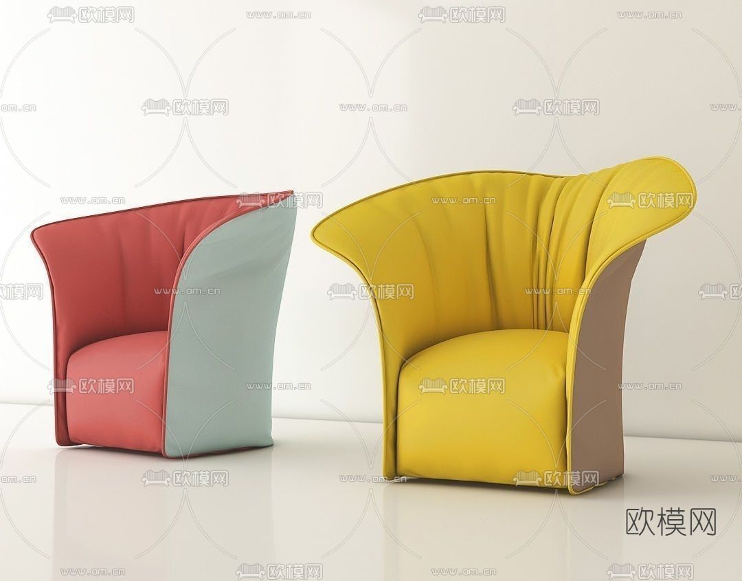 现代皮革休闲沙发免费3d模型下载