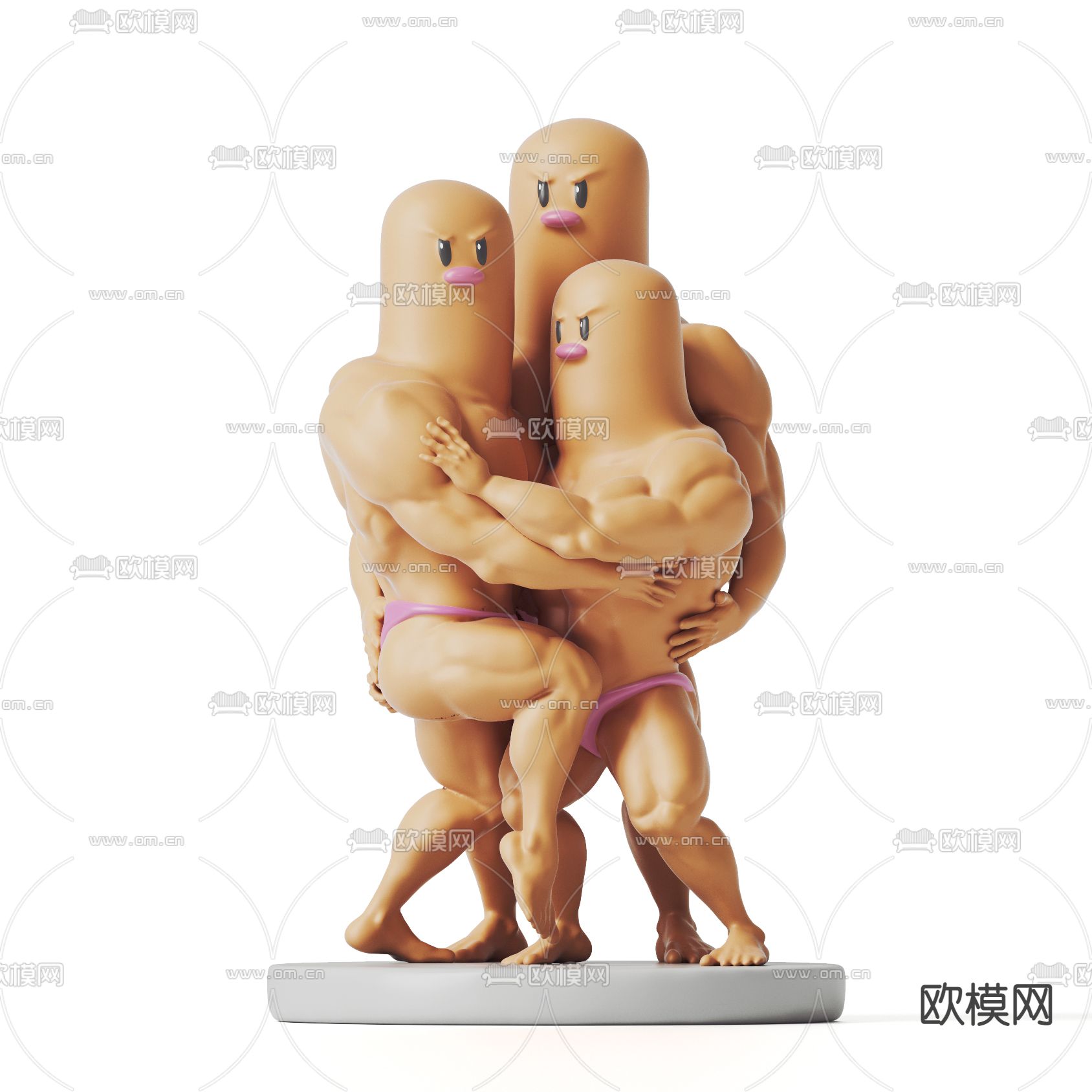 现代地鼠三兄弟手办玩偶3d模型下载