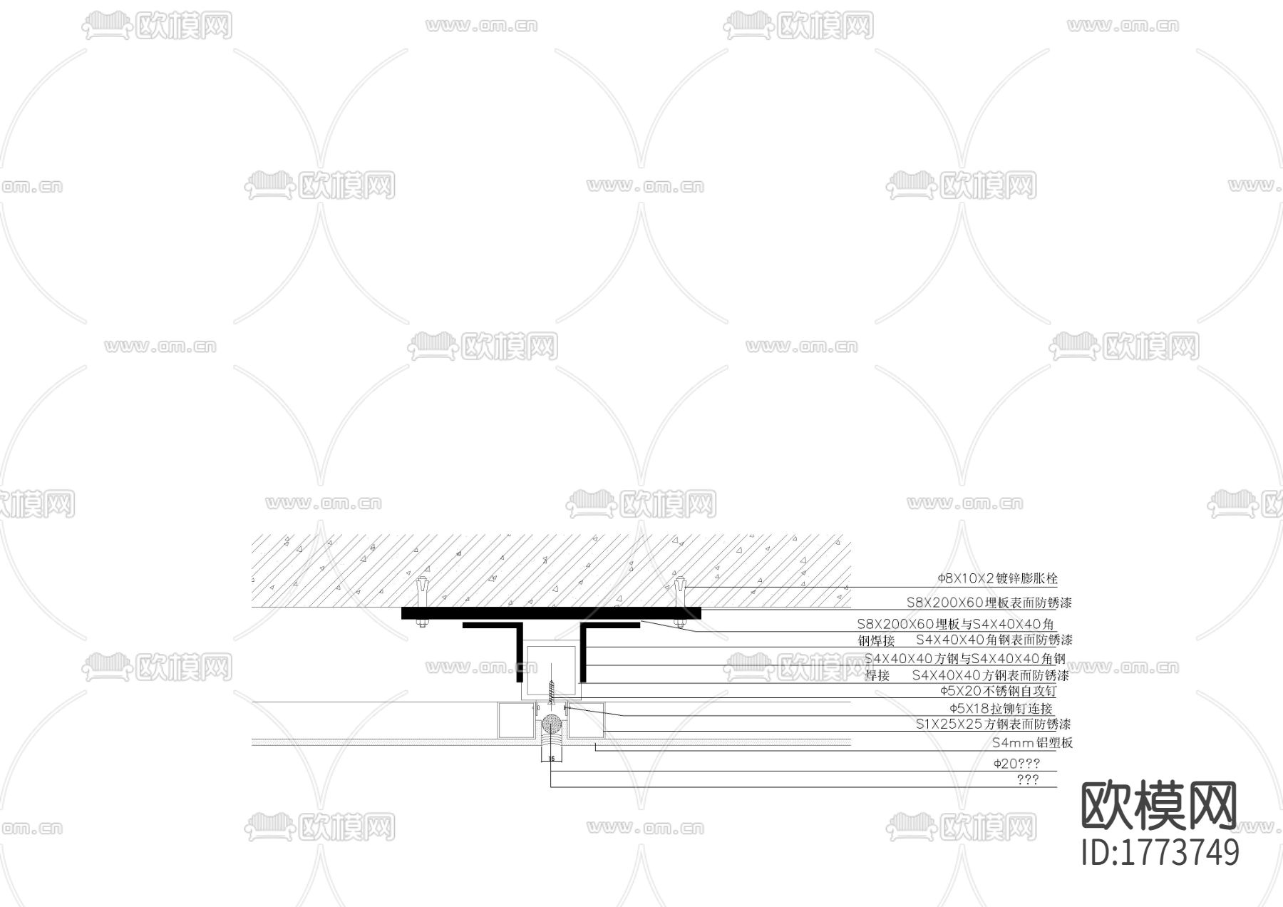 铝塑板玻璃幕墙cad大样图