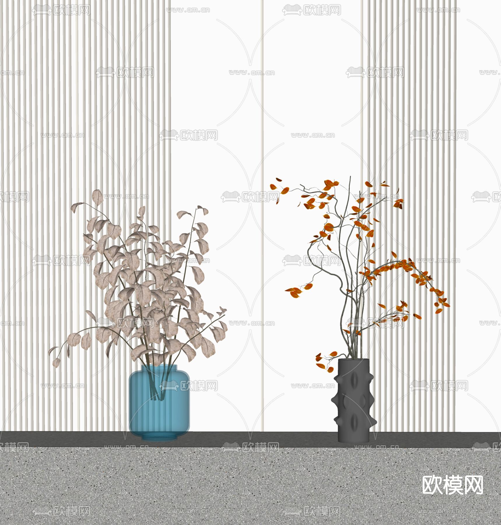 现代花瓶花艺su模型