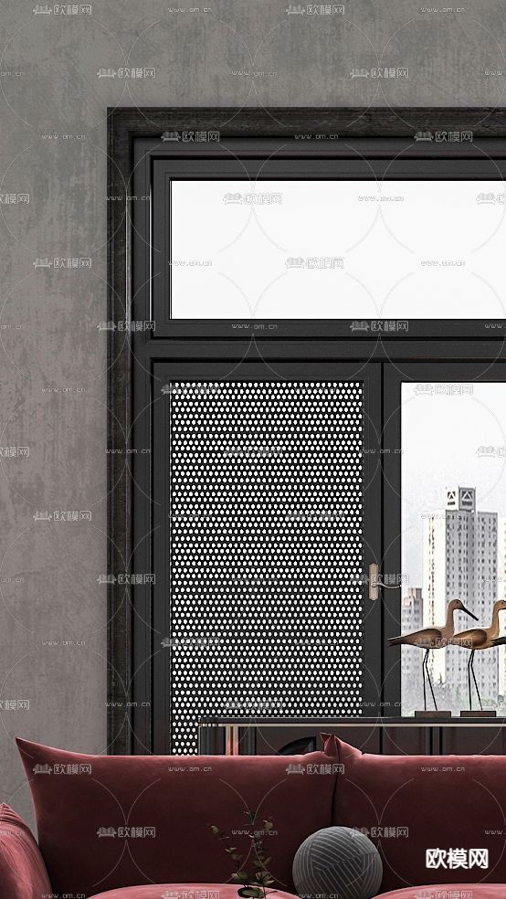 现代高级灰别墅客厅3d模型下载（渲染图3）