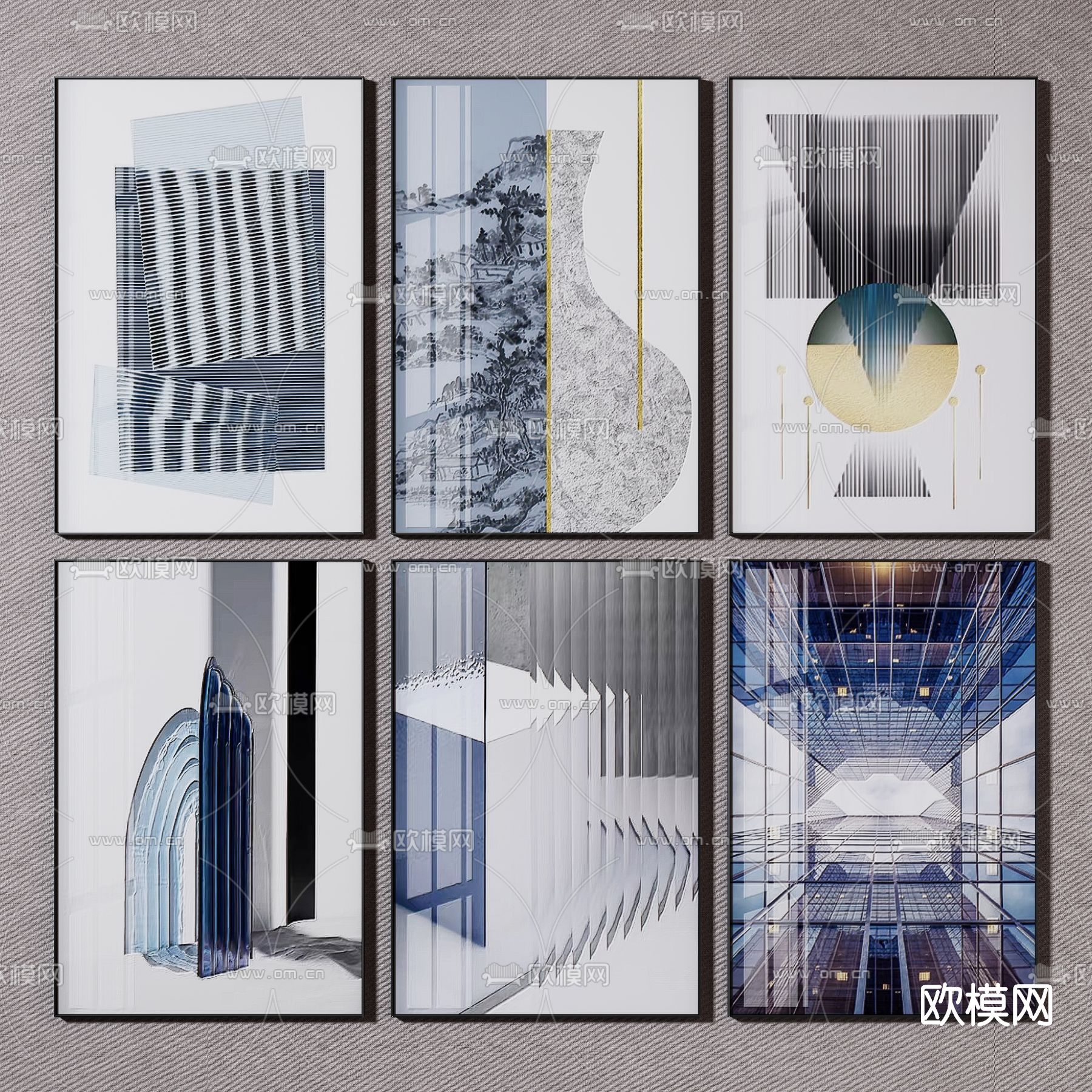现代抽象装饰画免费3d模型