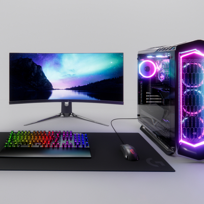  现代台式电脑su模型 