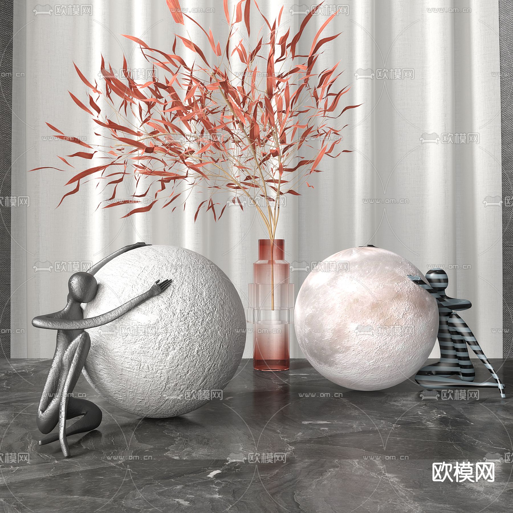 现代花瓶雕塑饰品摆件3d模型