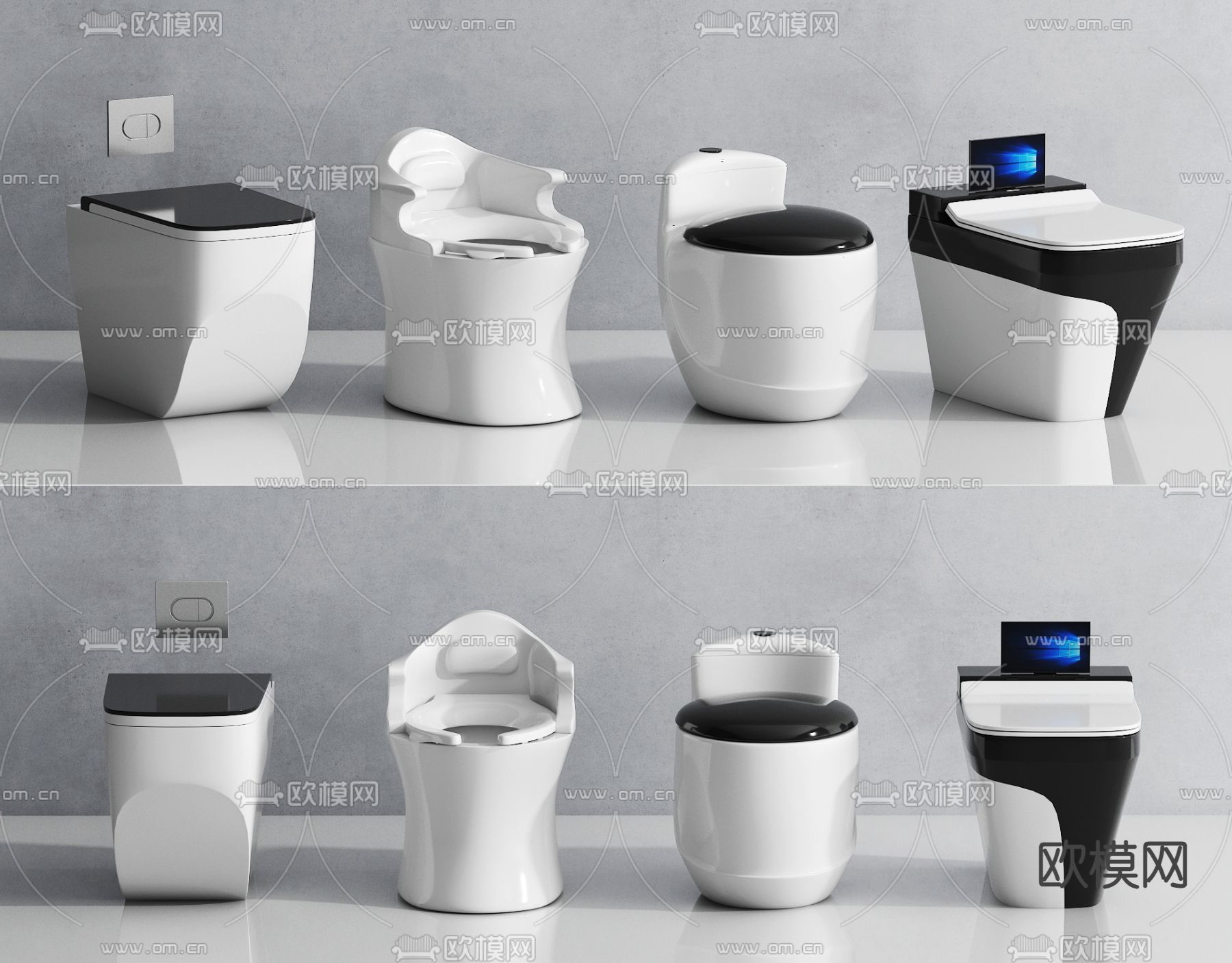 现代智能马桶坐便器3d模型