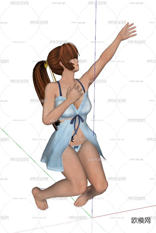 现代美女人物su模型下载（渲染图2）