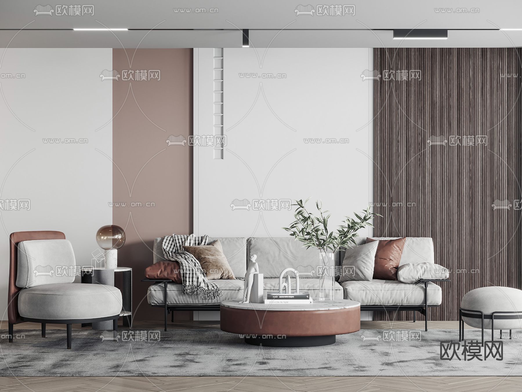 现代布艺组合沙发3d模型
