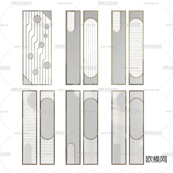 北欧金属屏风隔断3d模型下载