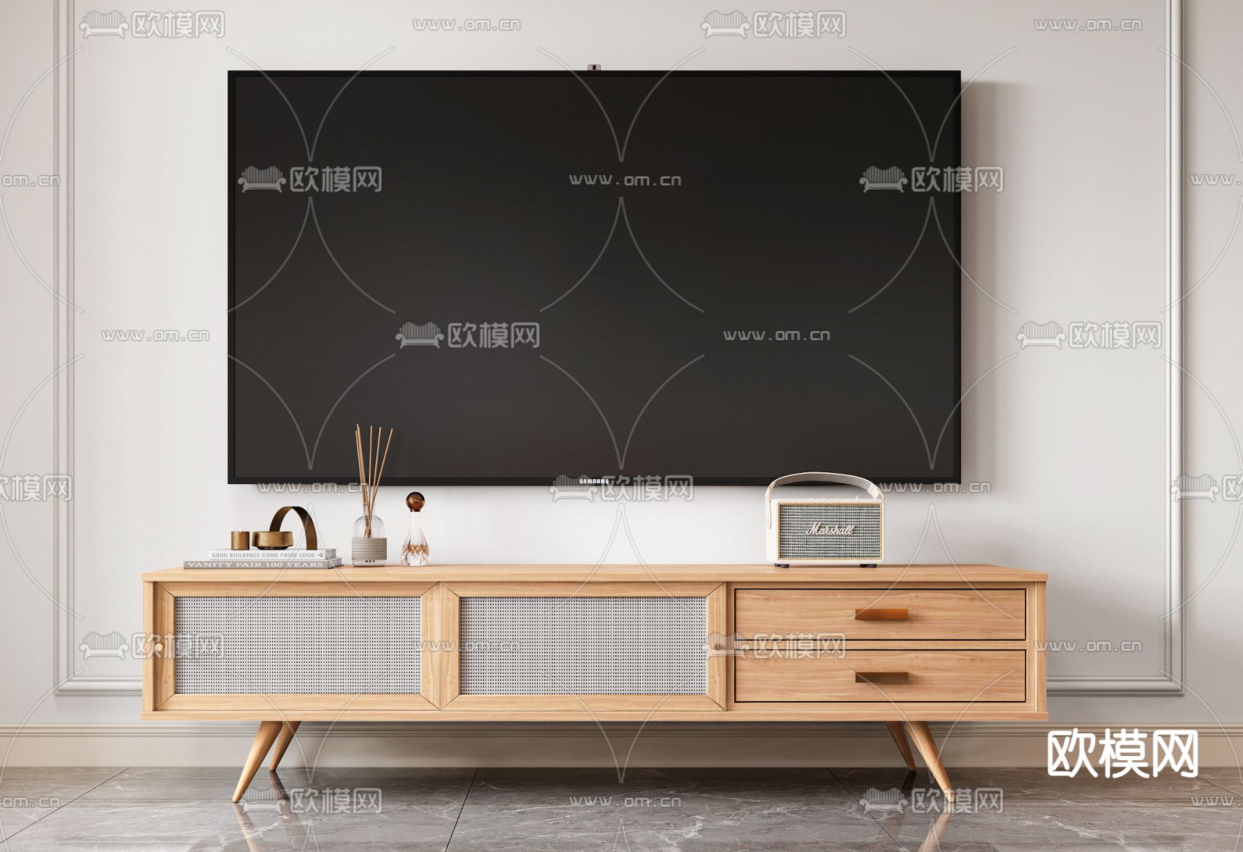北欧实木电视柜3d模型