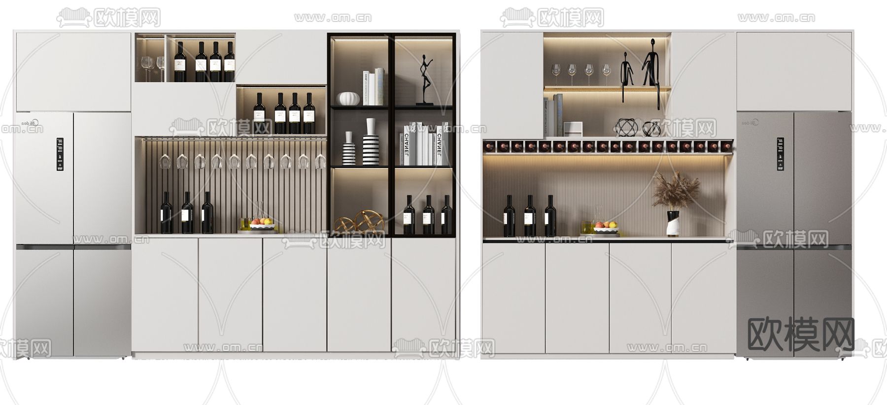 现代轻奢酒柜su模型下载（渲染图1）