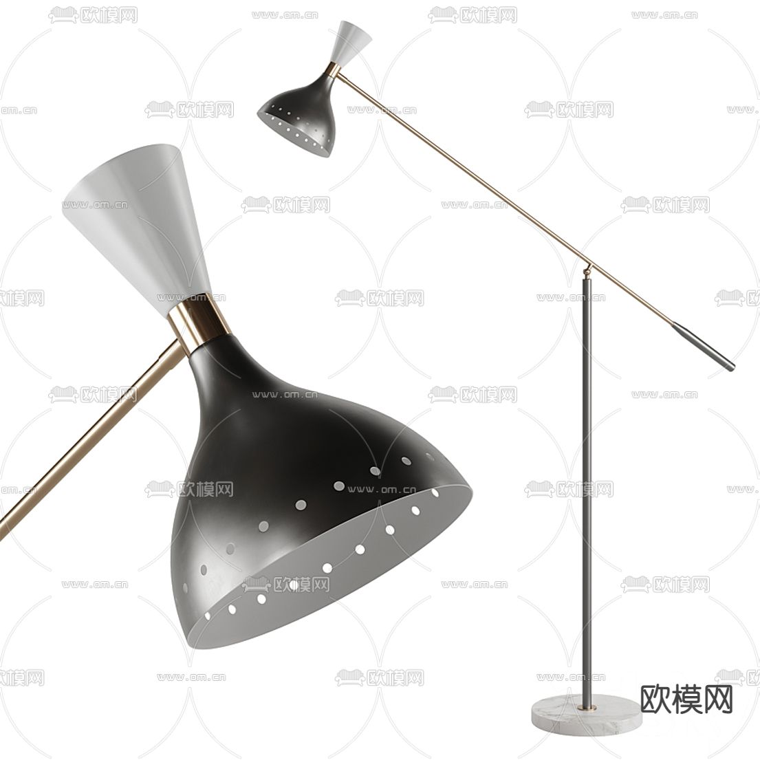 现代金属落地灯3d模型下载（渲染图1）