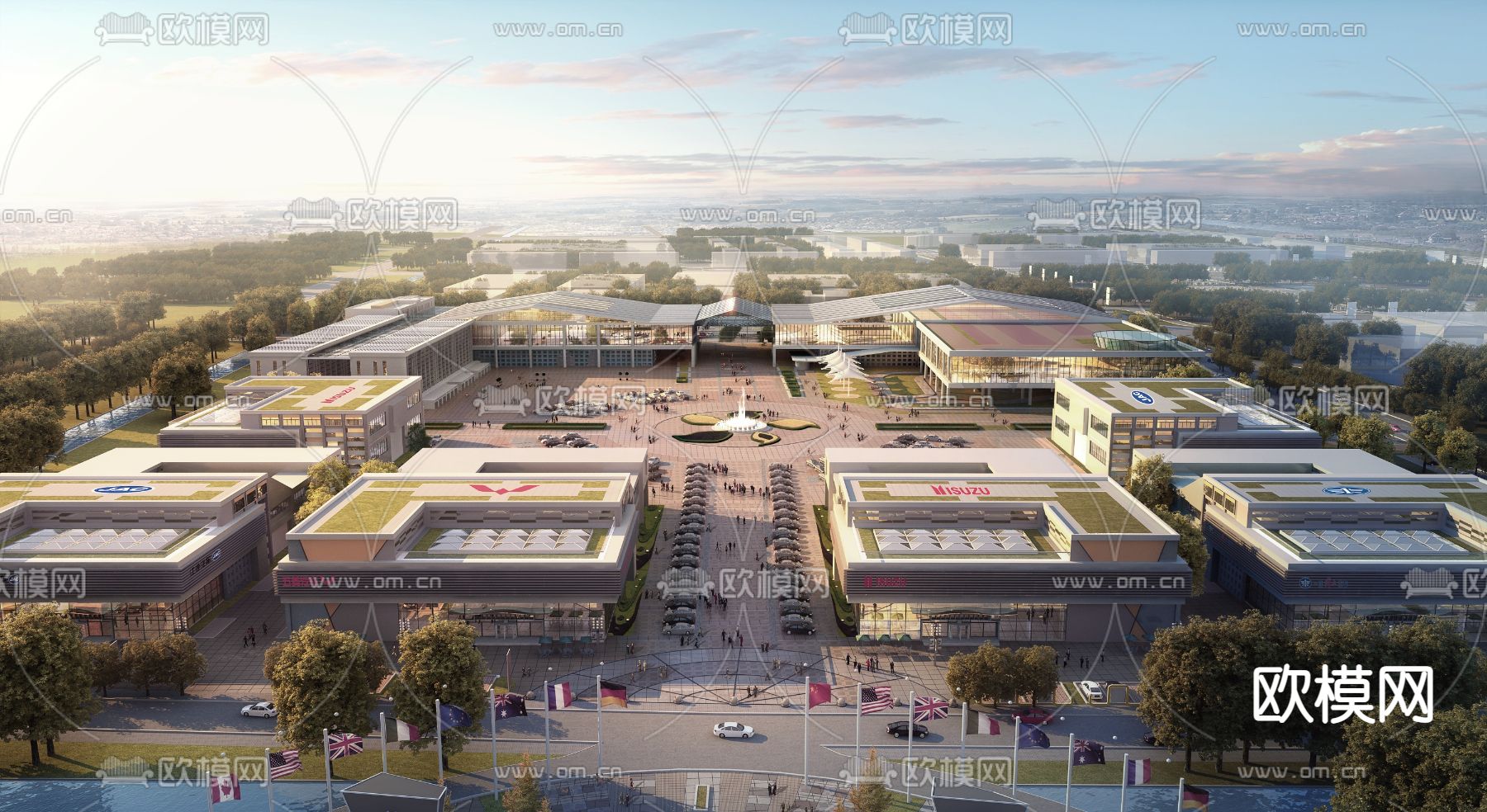 现代工业厂区su模型下载（渲染图1）