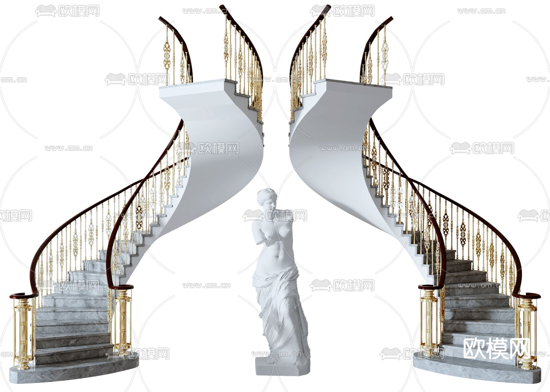 欧式旋转楼梯雕塑3d模型下载
