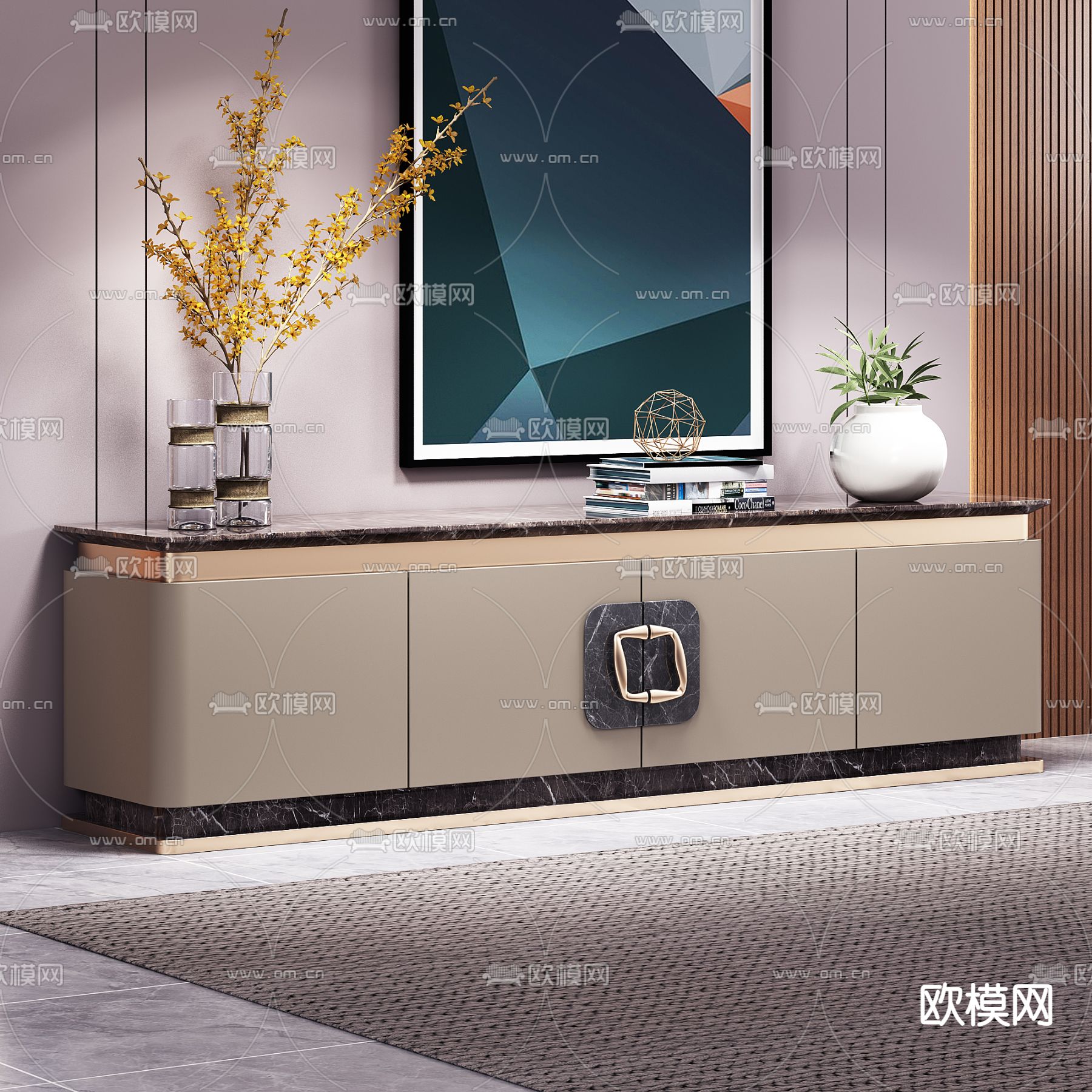 现代大理石电视柜3d模型