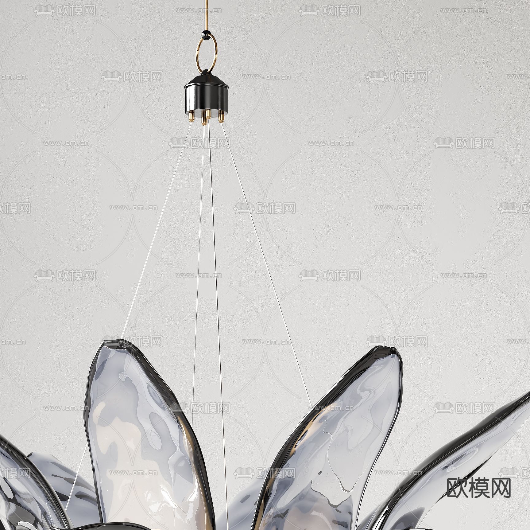 现代水晶花瓣装饰吊灯3d模型下载（渲染图3）
