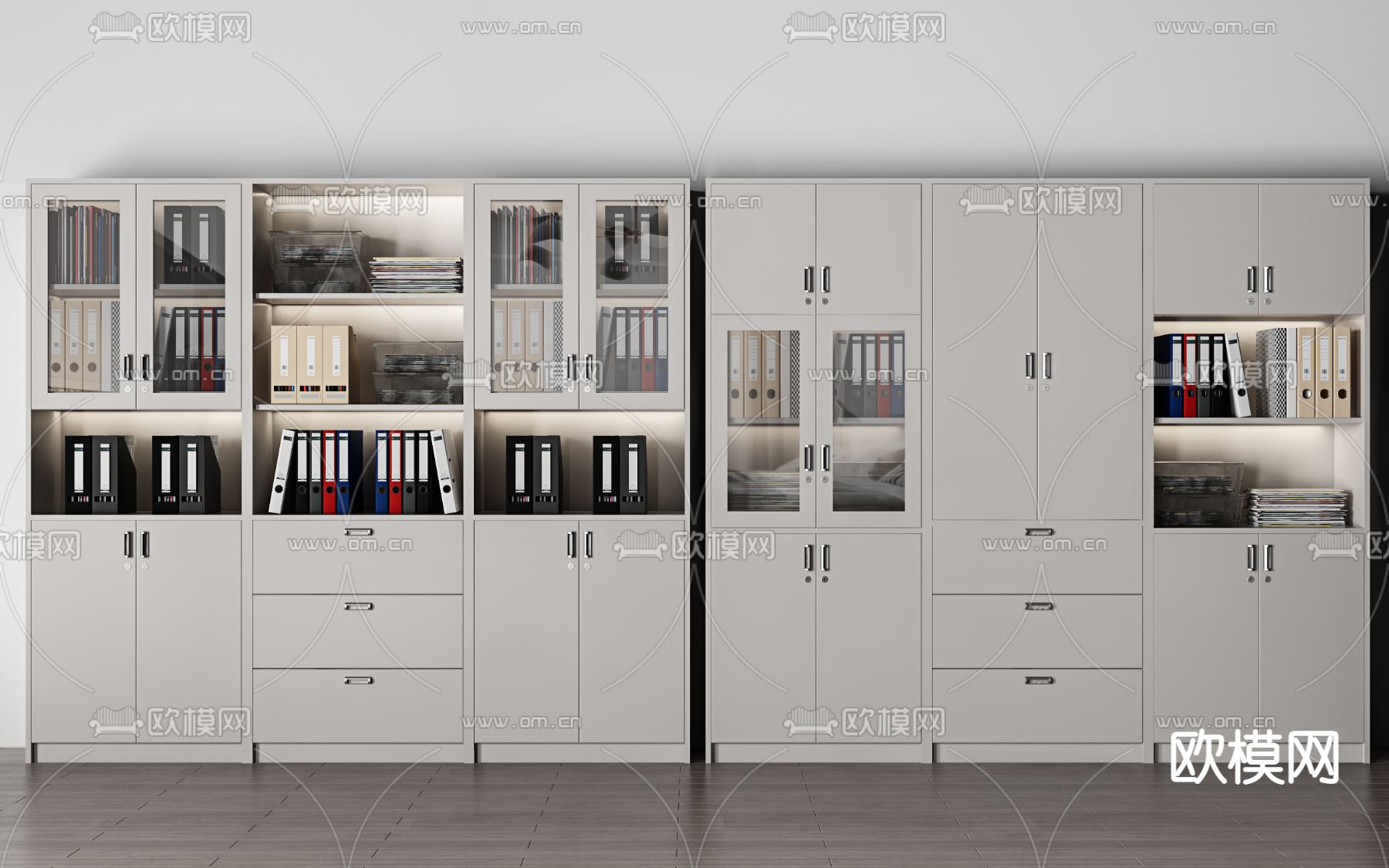 现代办公文件柜3d模型下载