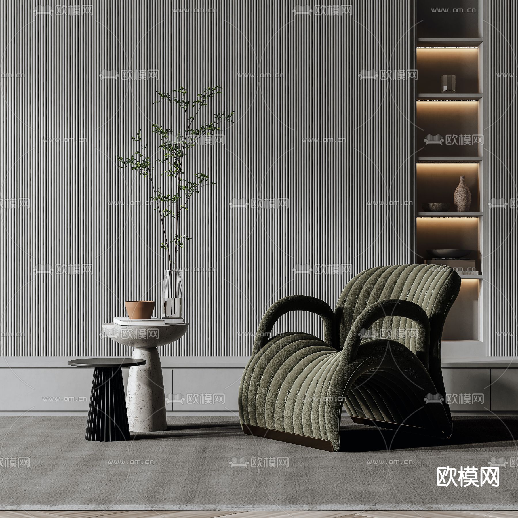 现代布艺休闲椅3d模型