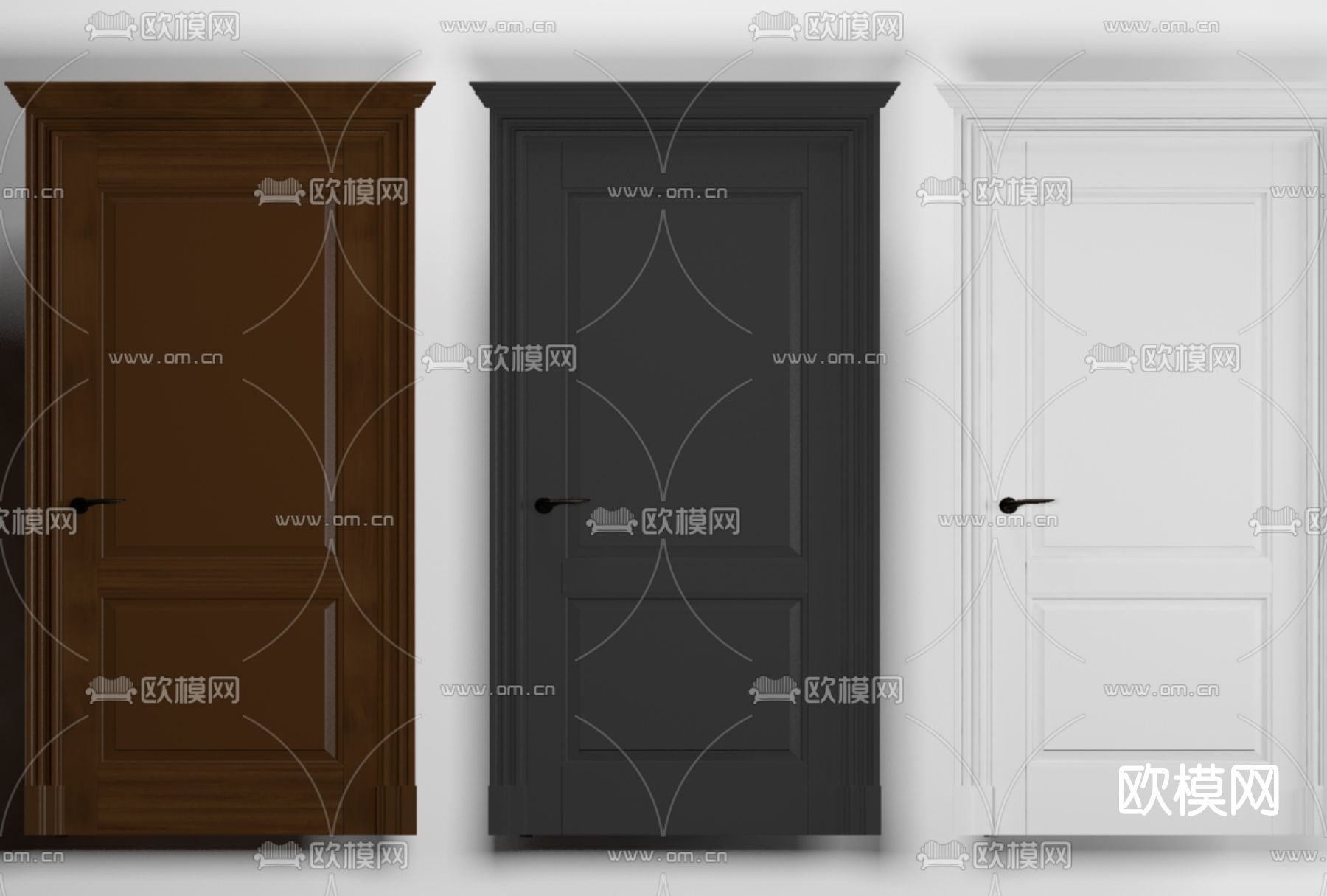 简欧房门单开门免费3d模型下载
