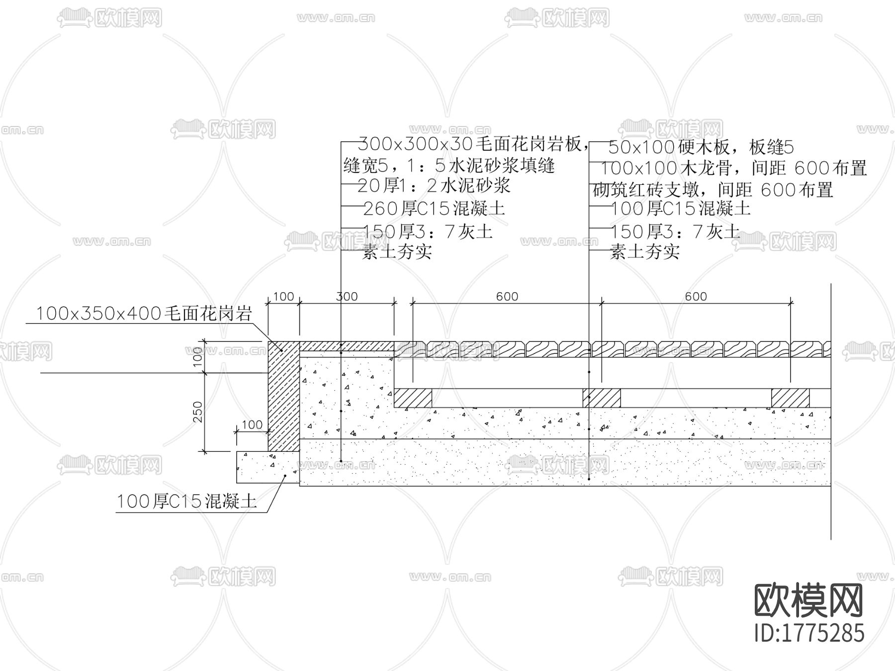 木板路cad节点大样图下载