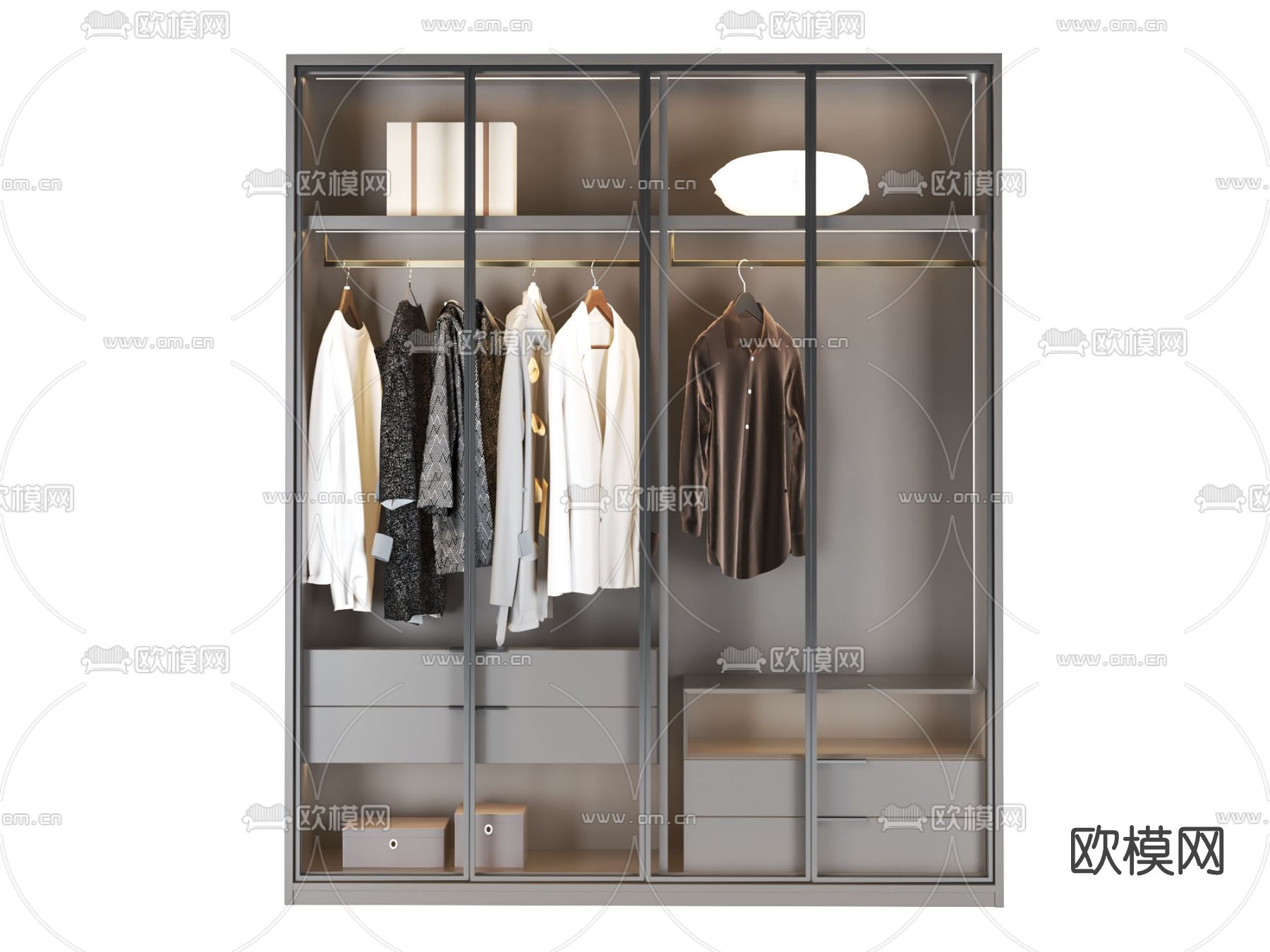 现代多功能衣柜免费3d模型下载