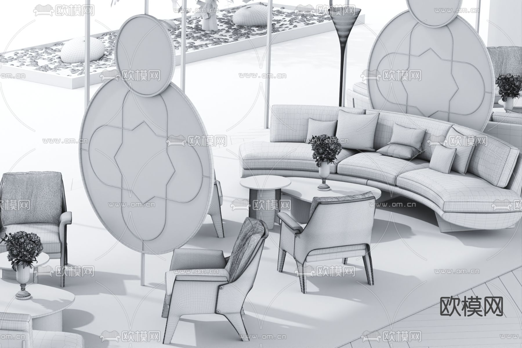 美好生活设计 现代办公沙发3d模型下载（渲染图2）