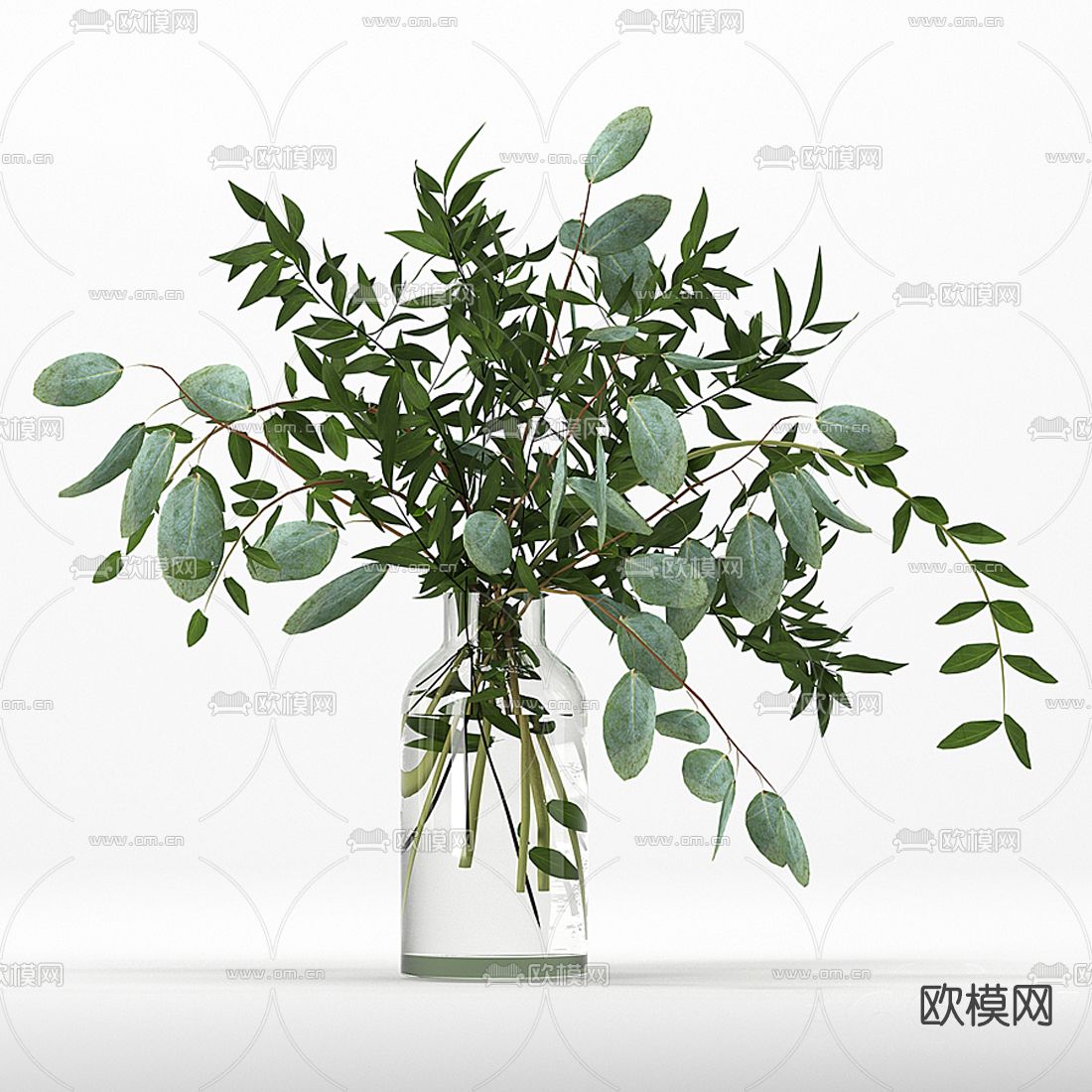 现代玻璃花瓶插花免费3d模型下载