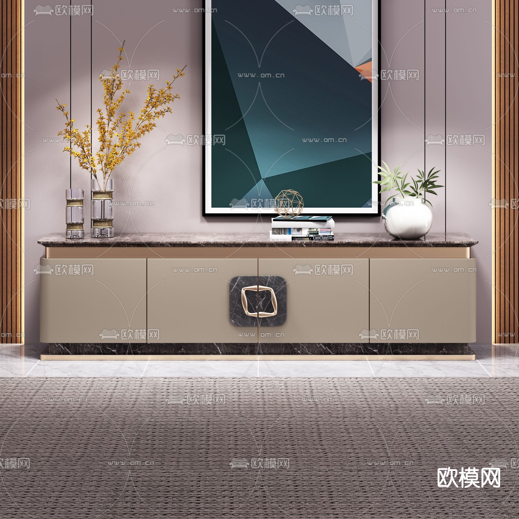 现代大理石电视柜3d模型