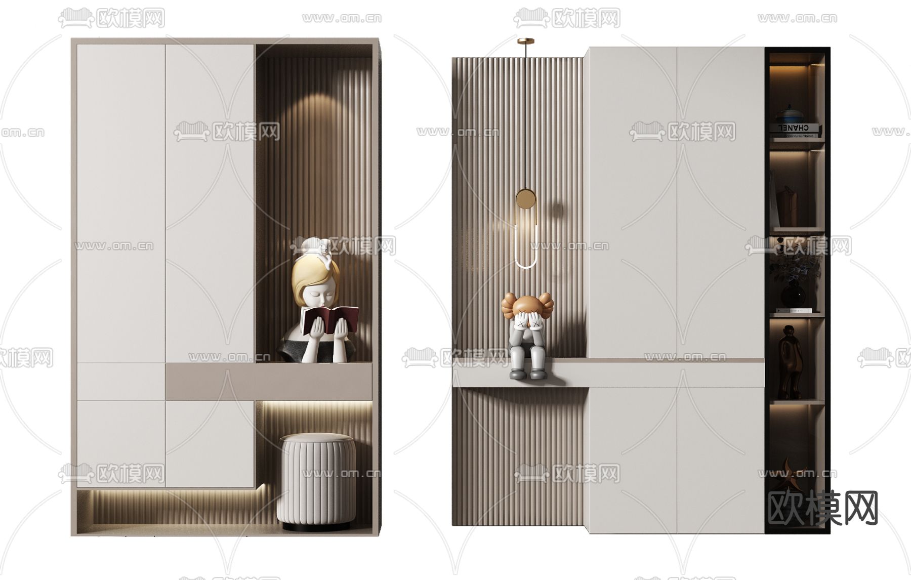 现代轻奢鞋柜su模型下载（渲染图1）