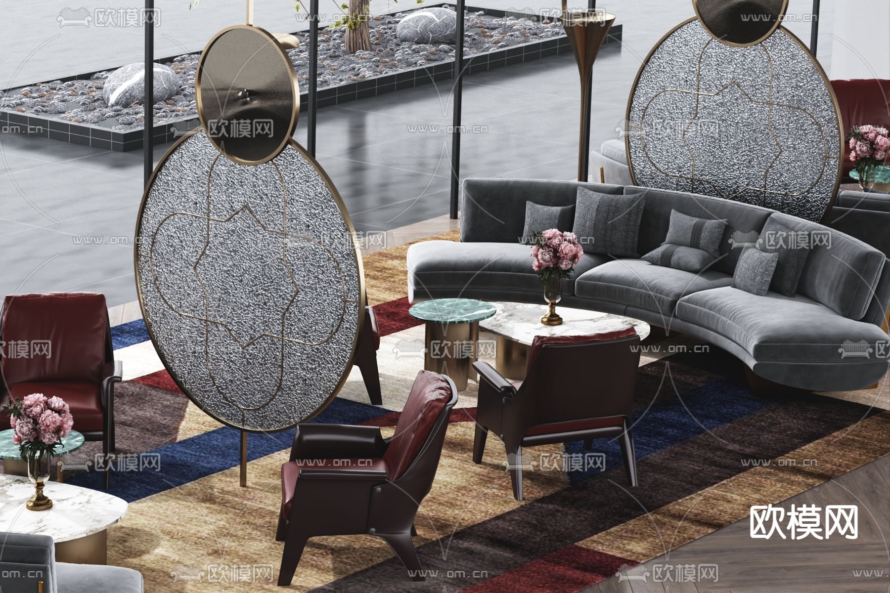 美好生活设计 现代办公沙发3d模型下载（渲染图1）