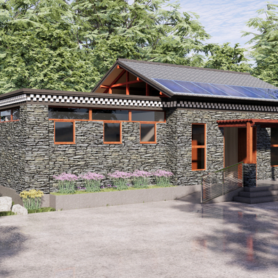  新中式公共厕所su模型 